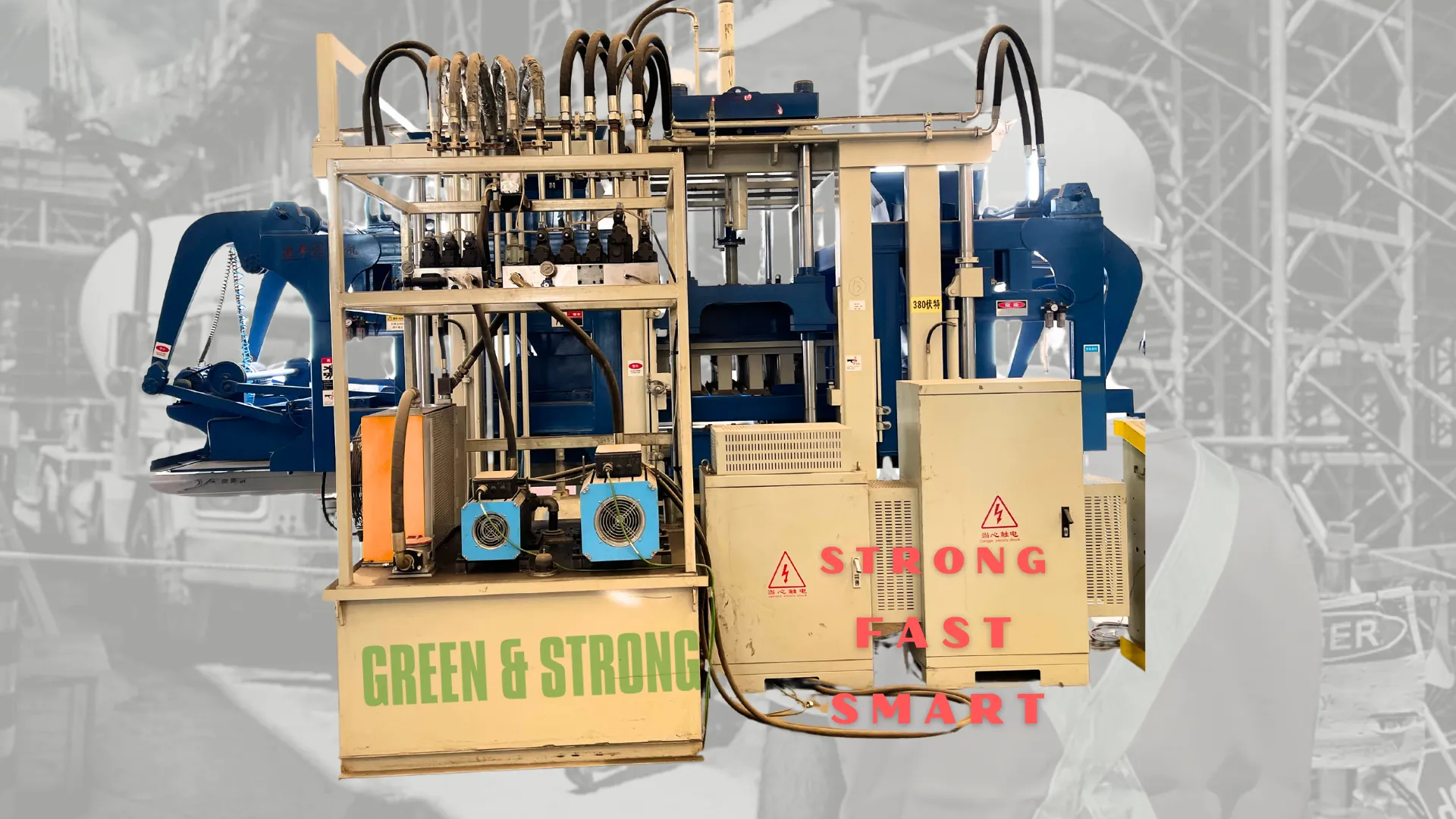 GREEN & STRONG concrete block machine
